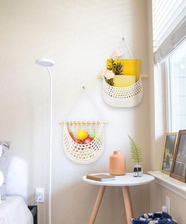 Macrame Wall Hanging Storage Organizer Set Of 2 - Leechoo